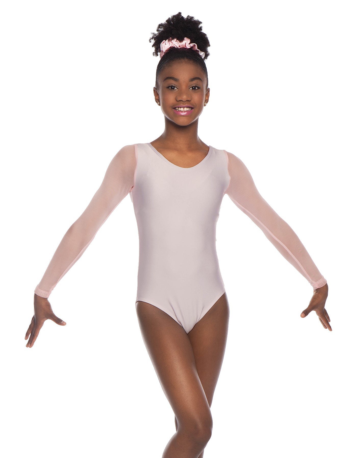 Solid Lycra Mesh LS Round Neck Leotard Gymnastics