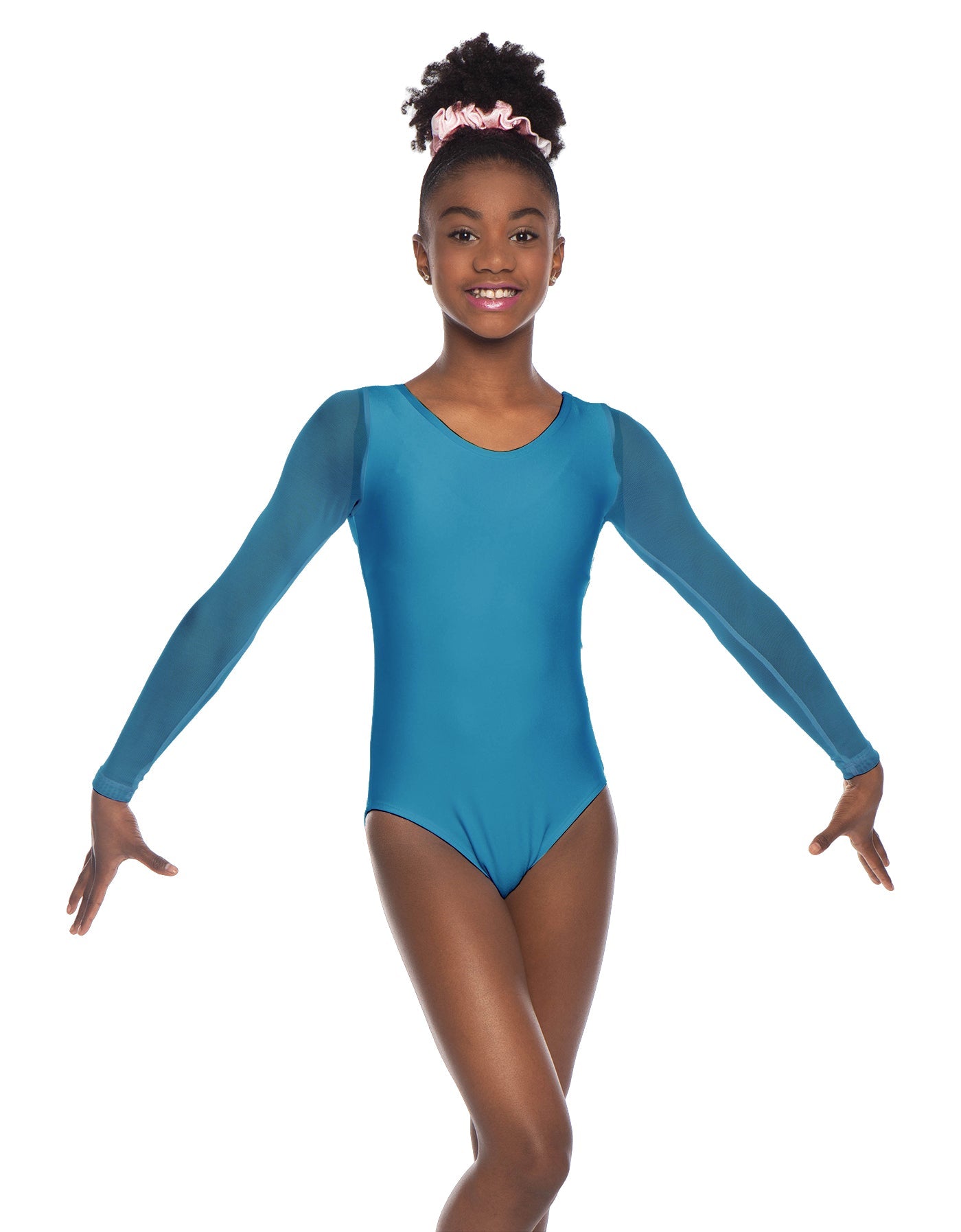 Solid Lycra Mesh LS Round Neck Leotard Gymnastics