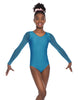Solid Lycra Mesh LS Round Neck Leotard Gymnastics