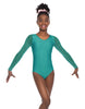 Solid Lycra Mesh LS Round Neck Leotard Gymnastics