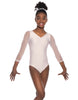 Solid Lycra Mesh 3/4 Sleeve V-Neck Leotard Gymnastics
