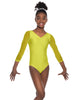 Solid Lycra Mesh 3/4 Sleeve V-Neck Leotard Gymnastics