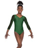 Solid Lycra Mesh 3/4 Sleeve V-Neck Leotard Gymnastics