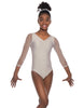 Solid Lycra Mesh 3/4 Sleeve V-Neck Leotard Gymnastics