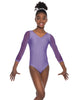 Solid Lycra Mesh 3/4 Sleeve V-Neck Leotard Gymnastics