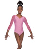 Solid Lycra Mesh 3/4 Sleeve V-Neck Leotard Gymnastics