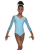 Solid Lycra Mesh 3/4 Sleeve V-Neck Leotard Gymnastics