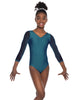 Solid Lycra Mesh 3/4 Sleeve V-Neck Leotard Gymnastics