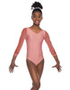 Solid Lycra Mesh 3/4 Sleeve V-Neck Leotard Gymnastics