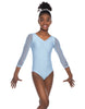 Solid Lycra Mesh 3/4 Sleeve V-Neck Leotard Gymnastics