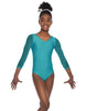 Solid Lycra Mesh 3/4 Sleeve V-Neck Leotard Gymnastics