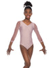 Solid Lycra Mesh 3/4 Sleeve V-Neck Leotard Gymnastics