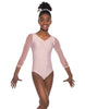 Solid Lycra Mesh 3/4 Sleeve V-Neck Leotard Gymnastics
