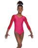 Solid Lycra Mesh 3/4 Sleeve V-Neck Leotard Gymnastics