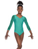 Solid Lycra Mesh 3/4 Sleeve V-Neck Leotard Gymnastics