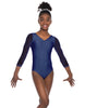Solid Lycra Mesh 3/4 Sleeve V-Neck Leotard Gymnastics