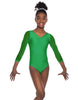 Solid Lycra Mesh 3/4 Sleeve V-Neck Leotard Gymnastics