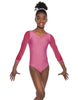 Solid Lycra Mesh 3/4 Sleeve V-Neck Leotard Gymnastics