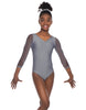 Solid Lycra Mesh 3/4 Sleeve V-Neck Leotard Gymnastics