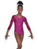 Solid Lycra Mesh 3/4 Sleeve V-Neck Leotard Gymnastics