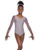 Solid Lycra Mesh 3/4 Sleeve V-Neck Leotard Gymnastics