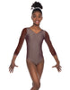 Solid Lycra Mesh 3/4 Sleeve V-Neck Leotard Gymnastics