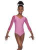 Solid Lycra Mesh 3/4 Sleeve V-Neck Leotard Gymnastics