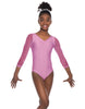 Solid Lycra Mesh 3/4 Sleeve V-Neck Leotard Gymnastics