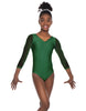 Solid Lycra Mesh 3/4 Sleeve V-Neck Leotard Gymnastics