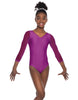 Solid Lycra Mesh 3/4 Sleeve V-Neck Leotard Gymnastics