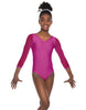 Solid Lycra Mesh 3/4 Sleeve V-Neck Leotard Gymnastics