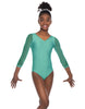 Solid Lycra Mesh 3/4 Sleeve V-Neck Leotard Gymnastics