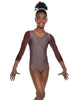 Solid Lycra Mesh 3/4 Sleeve V-Neck Leotard Gymnastics