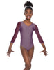 Solid Lycra Mesh 3/4 Sleeve V-Neck Leotard Gymnastics