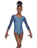 Solid Lycra Mesh 3/4 Sleeve V-Neck Leotard Gymnastics