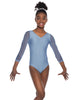Solid Lycra Mesh 3/4 Sleeve V-Neck Leotard Gymnastics