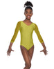 Solid Lycra Mesh 3/4 Sleeve V-Neck Leotard Gymnastics