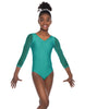 Solid Lycra Mesh 3/4 Sleeve V-Neck Leotard Gymnastics