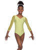 Solid Lycra Mesh 3/4 Sleeve V-Neck Leotard Gymnastics