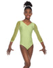 Solid Lycra Mesh 3/4 Sleeve V-Neck Leotard Gymnastics