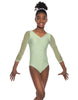 Solid Lycra Mesh 3/4 Sleeve V-Neck Leotard Gymnastics