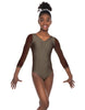 Solid Lycra Mesh 3/4 Sleeve V-Neck Leotard Gymnastics