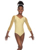 Solid Lycra Mesh 3/4 Sleeve V-Neck Leotard Gymnastics