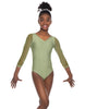 Solid Lycra Mesh 3/4 Sleeve V-Neck Leotard Gymnastics