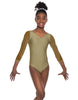 Solid Lycra Mesh 3/4 Sleeve V-Neck Leotard Gymnastics
