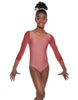 Solid Lycra Mesh 3/4 Sleeve V-Neck Leotard Gymnastics