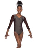 Solid Lycra Mesh 3/4 Sleeve V-Neck Leotard Gymnastics