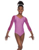 Solid Lycra Mesh 3/4 Sleeve V-Neck Leotard Gymnastics