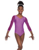 Solid Lycra Mesh 3/4 Sleeve V-Neck Leotard Gymnastics