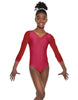 Solid Lycra Mesh 3/4 Sleeve V-Neck Leotard Gymnastics